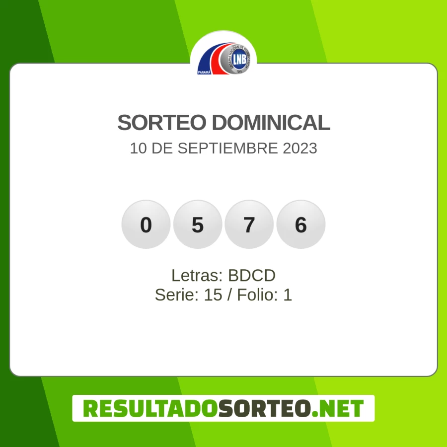 Sorteo Dominical 10 de septiembre 2023